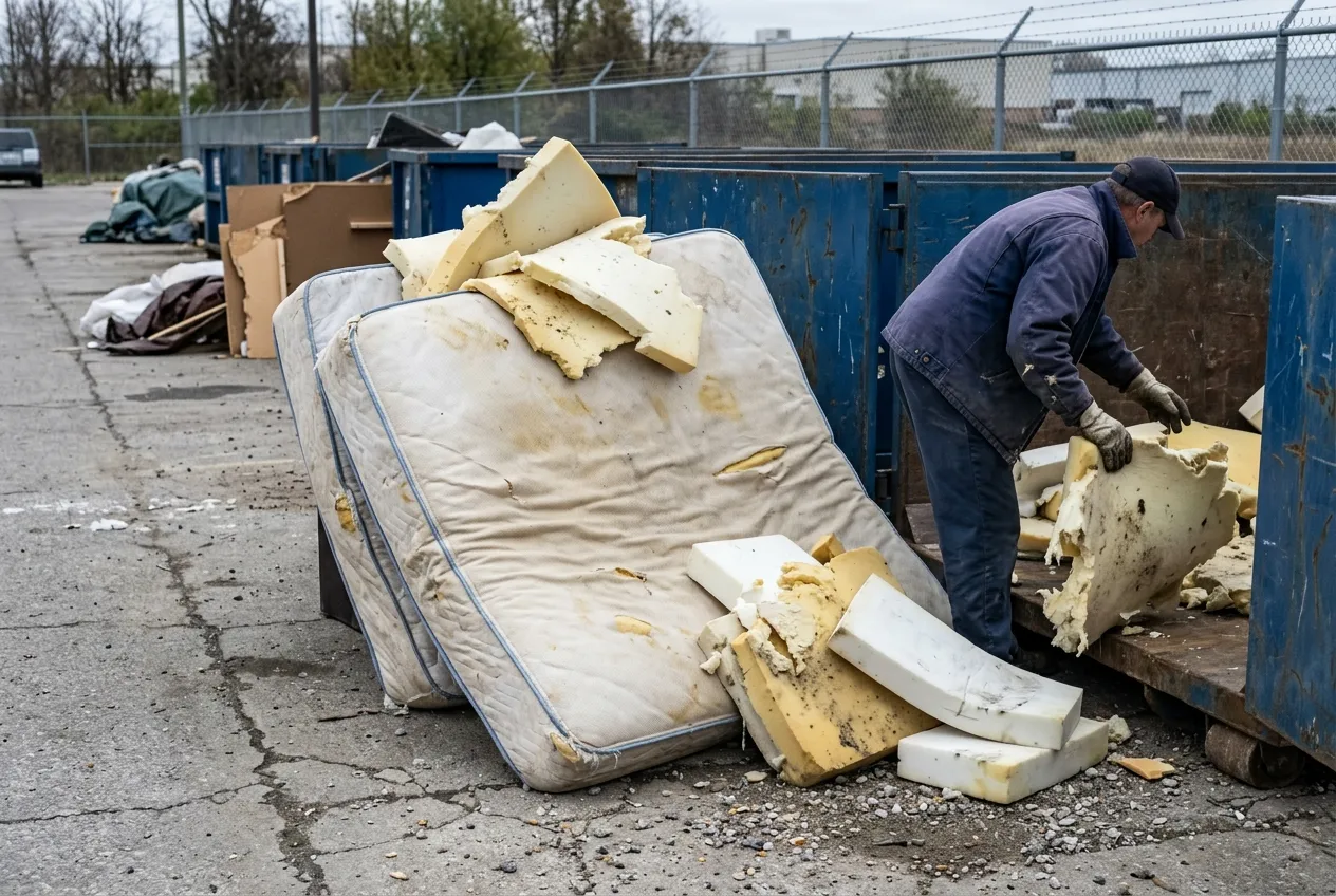 Molitan recyklace: 3 způsoby, jak se zbavit staré matrace bez pokuty 2 Třídění odpadu: Ukázka, jak správně naložit se starou matrací a proč molitan nepatří do žlutého kontejneru.